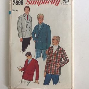 Vintage 60s Mens Sewing Pattern Simplicity 7398